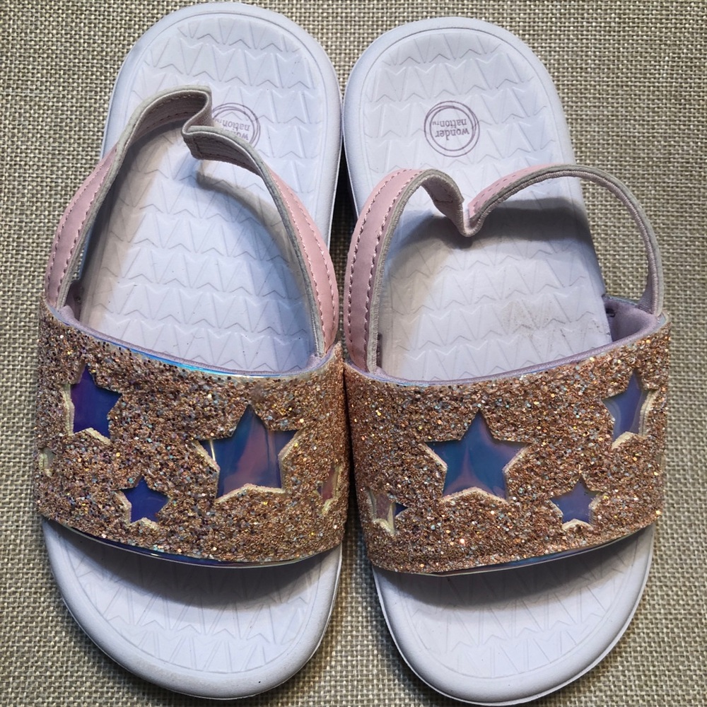 WONDER NATION PINK STAR SIZE 11/12 SLIDE SANDALS